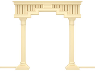 Naklejka premium Classical portal with columns on a white background. Isolated on White. 3D Render