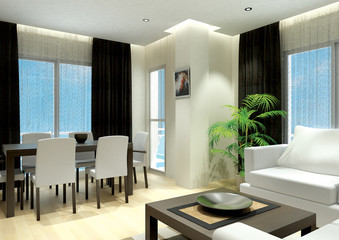 3d render of living room