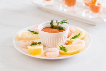 shrimp cocktail with sauce