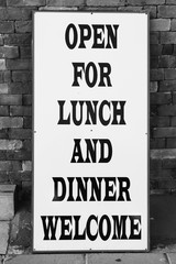 Open for lunch and dinner welcome