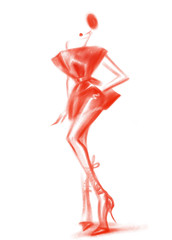 Woman in fantasy dress. Fashion illustration. 
