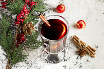 Mulled wine on snow