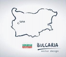 Bulgaria national vector drawing map on white background