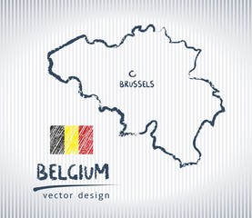 Belgium vector chalk drawing map isolated on a white background