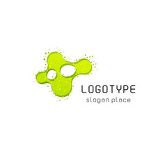 Green abstract shape. Chemistry and medical science vector logo, design element