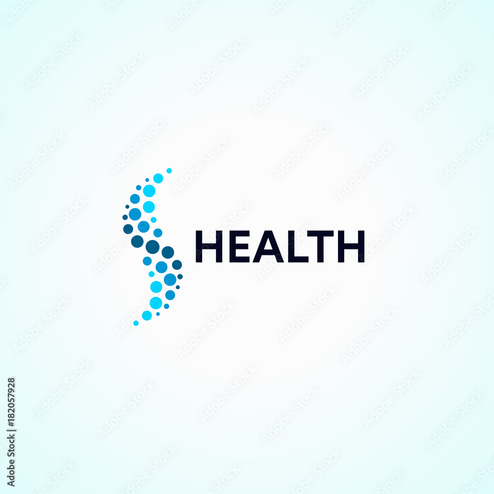 Poster abstract monotonous logo from circles in the form of a wave. spine, a healthy lifestyle vector logot