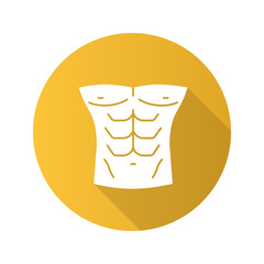 Muscular male torso flat design long shadow glyph icon