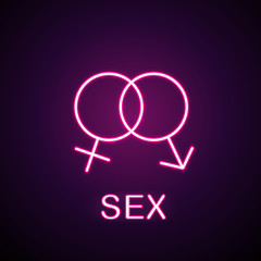 Sex neon light icon