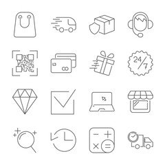 E-commerce outline web icons set. Editable Stroke