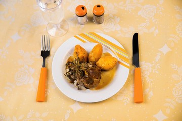 Appetizer -roasted tenderloin with pumpkin gnocchi.