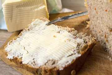 appetizing fresh bread and butter