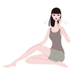 若い　女性　すわる　イラスト
