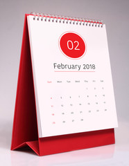 Simple desk calendar 2018 - February