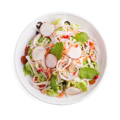 Seafood salad and crab isolated on white background