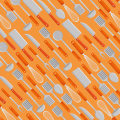 set kitchen cutlery pattern background vector illustration design