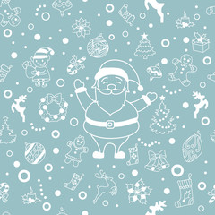 Vector christmas winter doodle design seamless pattern