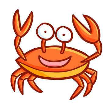 Funny and cute crab smiling happily - vector.