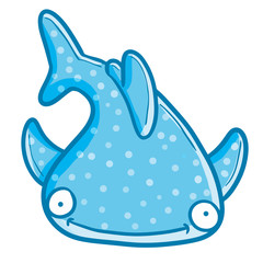 Naklejka premium Funny and cute whale shark smiling happily - vector.