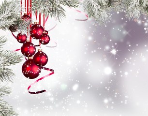 Christmas decoration with free space. Celebration balls and other decoration. Christmas concept