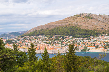 Obraz premium Aerial view of the medieval city of Dubrovnik, Dalmatia, Croatia, Adriatic Sea, Europe