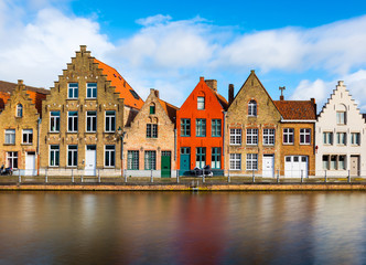 Bruges (Brugge), Belgium: Colored brick houses, typical street of Bruges
