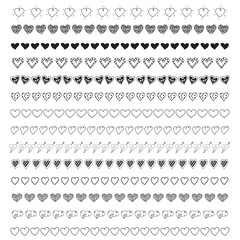 Hand drawn vector of black cute doodle heart border elements collection for love valentine getting card