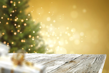 christmas time and desk of free space for your decoration. 