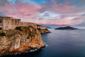 Fototapeta na wymiar Dubrovnik cliffs at sunset