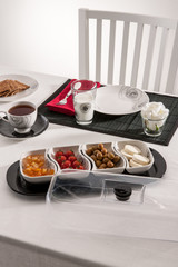beautiful breakfast table all kind of breakfast food and accessory