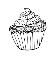 Cupcake doodle, hand drawing