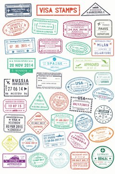 Passport stamps or visa pages for traveling abroad