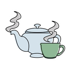 teapot elegant with cup vector illustration design