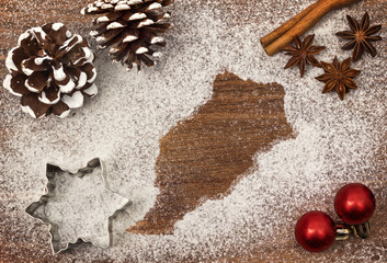 Festive motif of flour in the shape of Morocco (series)