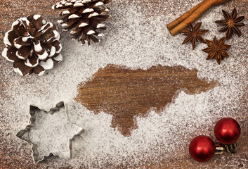 Festive motif of flour in the shape of Honduras (series)