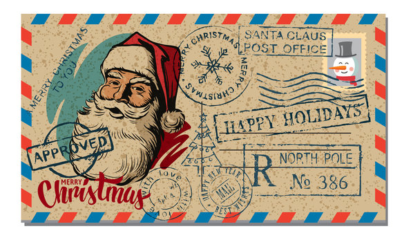 Christmas and New Year Postcard Wish.