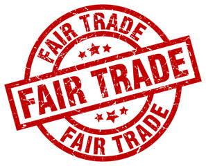 fair trade round red grunge stamp
