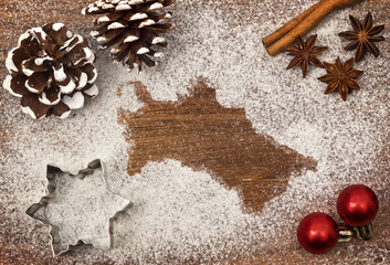 Festive motif of flour in the shape of Turkmenistan (series)