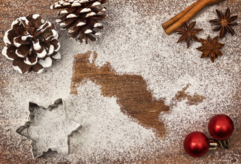 Festive motif of flour in the shape of Uzbekistan (series)