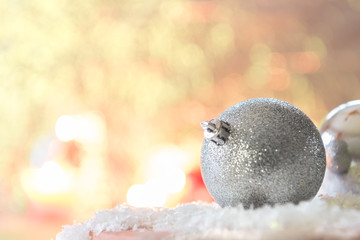 Christmas decoration - Christmas balls against blurred colored background