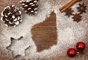 Festive motif of flour in the shape of Western Australia (series)