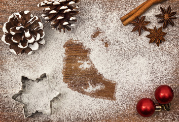 Festive motif of flour in the shape of Northwest Territories (series)