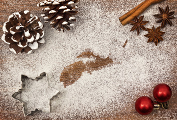 Festive motif of flour in the shape of Nova Scotia (series)
