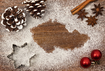 Festive motif of flour in the shape of Czech Republic (series)
