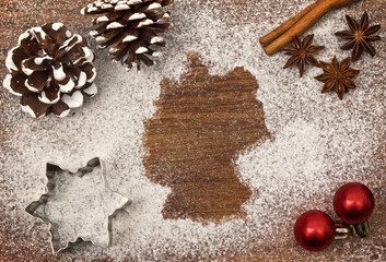 Festive motif of flour in the shape of Germany (series)