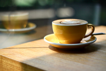 Coffee cup hot in the morning