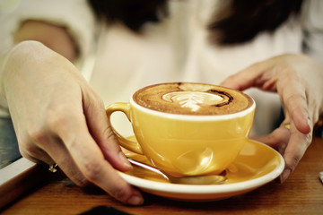 Coffee cup hot in the morning