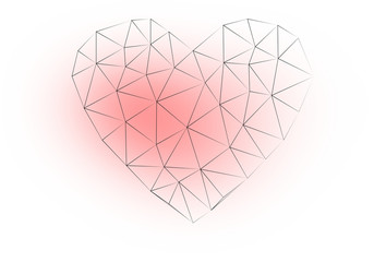Heart in polygonal shape drawing.