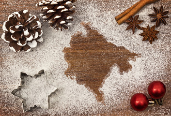 Festive motif of flour in the shape of Montenegro (series)