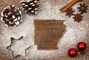 Festive motif of flour in the shape of Arkansas (series)