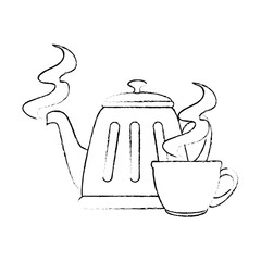 teapot elegant with cup vector illustration design